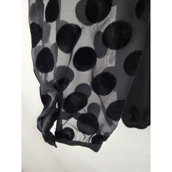 Nine West Vintage America Women's Top Size Medium Black Polka Dot Shirt Blouse - Picture 7 of 12